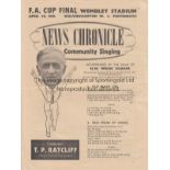 FA CUP FINAL News Chronicle Songsheet for the 1939 FA Cup Final Wolverhampton Wanderers v Portsmouth