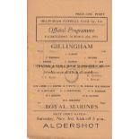 GILLINGHAM - ROYAL MARINES 1934 Single sheet Gillingham home programme v Royal Marines, 27/10/