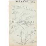 FOOTBALL / CRICKET Page removed from autograph album, 12 x Blackpool signatures including Mortensen,