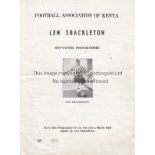 LEN SHACKLETON Four page programme, FA of Kenya v Combined Services , 1954, Len Shackleton was a