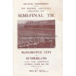 1955 FA CUP SEMI-FINAL AT ASTON VILLA Programme for Manchester City v Sunderland 26/3/1955, slightly