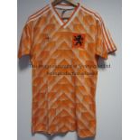 HOLLAND AN Adidas orange Euro 1988 replica short sleeve shirt with the KNVB black lion logo