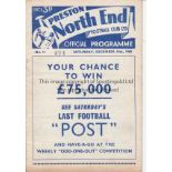 PRESTON - TOTTENHAM 60-61 Preston home programme v Tottenham, 10/12/60, Spurs Double Season.