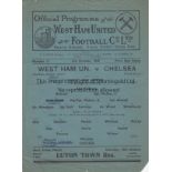 WEST HAM V CHELSEA 1945 Single sheet programme for the FL South League match at West Ham, 6/10/45,