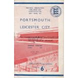 1949 FA CUP SEMI-FINAL AT ARSENAL Programme for Portsmouth v Leicester City 26/3/1949, small tape