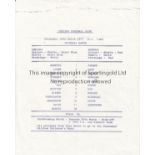 CHELSEA Single sheet friendly v Arsenal, March 77, one signature on reverse, dedicated, may be