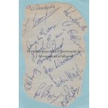 BOURNEMOUTH 1950/1 AUTOGRAPHS Twelve autographs on one lined sheet laid down on an album sheet