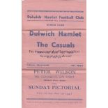 DULWICH Gatefold programme Dulwich Hamlet v The Casuals Isthmian League April 1st 1939. Horizontal