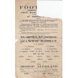 DULWICH - BISHOP AUCKLAND 1920 Single sheet Dulwich Hamlet home programme v Bishop Auckland, 14/2/