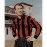 JIMMY GREAVES AUTOGRAPH A 10" X 8" signed colour photograph of Greaves in AC Milan kit. Good