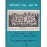 LIVERPOOL IN USA / CANADA 64 Official programme, Vancouver All-Stars v Liverpool, 10/6/64 in