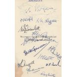 ESSEX CCC / SOMERSET CCC / AUTOGRAPHS An album page with 12 Essex signatures on one side including
