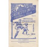 COLCHESTER UNITED Home programme for their final non-league season before entering the Football