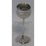 TROPHY 1920 Small silver coloured trophy with inscription reading "Winners Football Competition