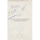 PRESTON NORTH END AUTOGRAPHS A sheet signed by 4 players from the early 1950's including Walton,