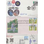 CRICKET SIGNED FDC'S Twenty First Day covers for International matches around the world, mostly 1990