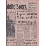 MANCHESTER UNITED - A.C.MILAN 58 Issue of La Gazzetta dello Sport dated May 9th 1958 with front page