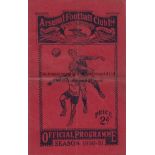 ARSENAL / MAN UNITED Programme Arsenal v Manchester United February 21st 1931. Lacks staples,