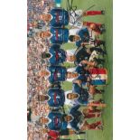 FRANCE 1998 AUTOGRAPHS A colour 10" X 6" team group before the 1998 World Cup Final v. Brazil signed