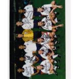 ENGLAND AUTOGRAPHS 1990'S A colour 10" X 8" team group signed by 9 players: Palmer, Barnes, Adams,