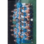 MANCHESTER CITY 1974 Col 12” x 8” photo, showing a Manchester City squad posing for photographers at