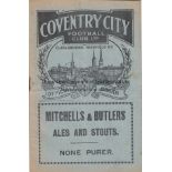COVENTRY - GILLINGHAM 1929 Coventry City home programme v Gillingham, 23/11/1929, folds, slight