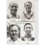 CRICKET AUTOGRAPHS Four signed b/w postcards including CB Clarke of Essex, Eric Bedser of Surrey, DW