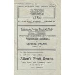 AYLESBURY - CRYSTAL PALACE 49 Aylesbury United home programme for friendly v Crystal Palace, 12/2/