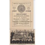 CHRISTCHURCH 1923 Christchurch FC home programme v Brockenhurst, 15/9/1923, Hants Divisional League.