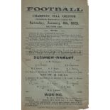 DULWICH - WOKING 1913 Single sheet Dulwich Hamlet home programme v Woking, 4/1/1913, Amateur Cup,