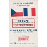 FRANCE V CZECHOSLOVAKIA 1949 Programme for the Friendly at the Stade De Colombes in Paris 13/11/