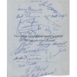 FULHAM AUTOGRAPHS A sheet signed by 18 players in 1952 including Rowley, Lawler, Bacuzzi, Stevens,