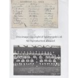 SOUTHAMPTON FC 1938-39 Presentation sheet of autographs with team picture and autographs on a card