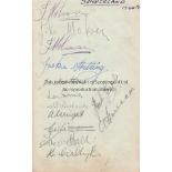 SUNDERLAND / SOUTHAMPTON Page removed from autograph album, 13 x Sunderland signatures including