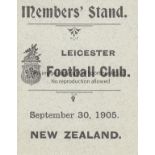 RUGBY-LEICESTER v NEW ZEALAND 1905 Members stand ticket for Leicester v New Zealand, 30/9/1905.