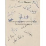 LIVERPOOL AUTOGRAPHS A sheet signed by 14 players in 1952 including Liddell, Taylor, Stubbins,