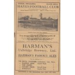 HAYES - DORKING 1930-31 Hayes home programme for their first season after their name change from