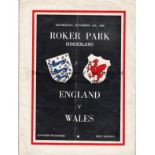 ENGLAND - WALES AT SUNDERLAND 50 England home programme v Wales, 15/11/50 at Roker Park, Sunderland,