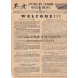 CELTIC - FULHAM 1951 American League Soccer News, scarce single sheet issue with team listings,
