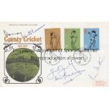 CRICKET AUTOGRAPHS County Cricket first day cover issued in 1973 and signed on front by Don Bradman,