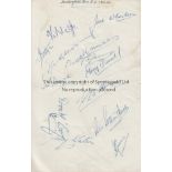 HUDDERSFIELD TOWN AUTOGRAPHS A sheet signed by 13 players in the 1953/4 season including McGarry,