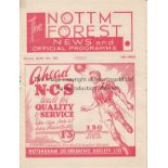 NOTTM FOREST - WEST HAM 1938 Nottingham Forest home programme v West Ham United 15/10/1938, fold,