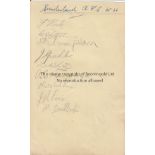 SUNDERLAND / LEICESTER Page removed from autograph album, 9 x Sunderland signatures including