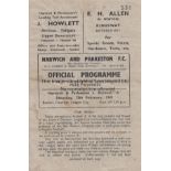 ARSENAL Programme for the away Eastern Counties League Cup match v. Harwich and Parkeston 12/2/1949,