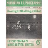 HIBERNIAN - MAN UTD 1954 Hibernian home programme v Manchester United, 15/11/54, floodlight