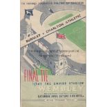 FA CUP FINAL 1947 Programme FA Cup Final Burnley v Charlton Athletic at Wembley 26th April 1947.