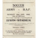 WARTIME FOOTBALL - INDIA Flyer for match between Army v RAF, 14/1/45 at Irwin Stadium , India,