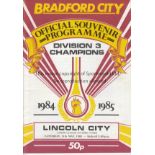 BRADFORD CITY V LINCOLN CITY 1985 / FIRE DISASTER Programme for the final League match of the 1984/5