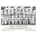 AUSTRALIA CRICKET AUTOGRAPHS 1980 Black & white team group postcard of the Centenary Tour 1980