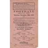 DULWICH - WOOLWICH 1921 Single sheet Dulwich Hamlet home programme v Woolwich, 10/12/1921, Amateur